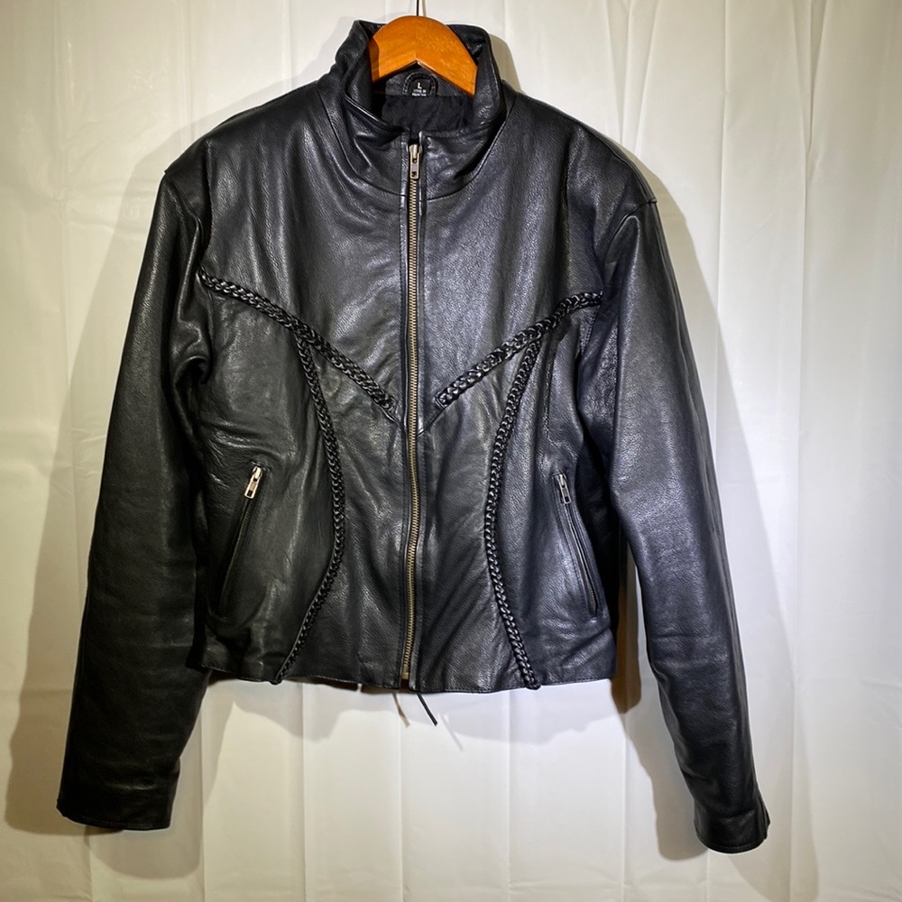 “Biker Chic” Leather Jacket With Zip-Out Liner